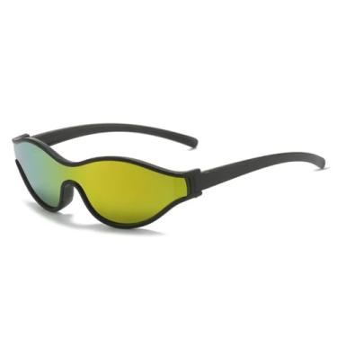 Imagem de Óculos de sol gatinho pequeno feminino masculino vintage espelhado luxo uv400 (preto dourado)