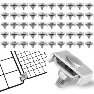 Imagem de Kit de arruela de emenda de 50 peças, clipes de parede de grade de junta reforçada servem para 5/81.3 cm-1/10.2 cm de diâmetro de arame. Bandeja de cabo de malha de arame, conector de extremidade de