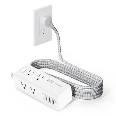 Imagem de Power Strip ELEGRP, 8 tomadas, 3 portas USB, cabo de extensão de 6 pés