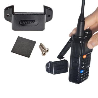 Imagem de UAYESOK Suporte de rádio portátil com orifício de parafuso, suporte de clipe, adesivo traseiro 3M Walkie Talkie portátil para instalação de microfone