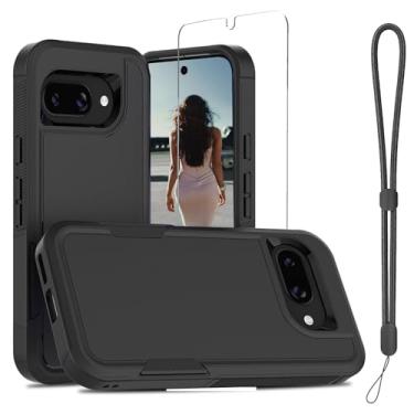 Imagem de Jeylly Capa para Google Pixel 9A com cordão + protetor de tela (1 unidade), proteção de nível militar, antiarranhões, parte traseira de policarbonato e TPU (poliuretano termoplástico) à prova de