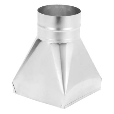 Imagem de PATIKIL Bota de registro reto de 15 cm x 15 cm x 10 cm, transição de aço galvanizado retangular para 10 cm, encaixe de transição de duto redondo para conexão de grade de registro de piso HVAC