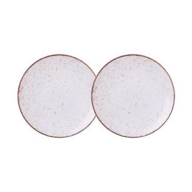 Imagem de Jogo de Pratos Rasos 2 Peças Rústico 25 cm Porcelana Decorada Tramonti