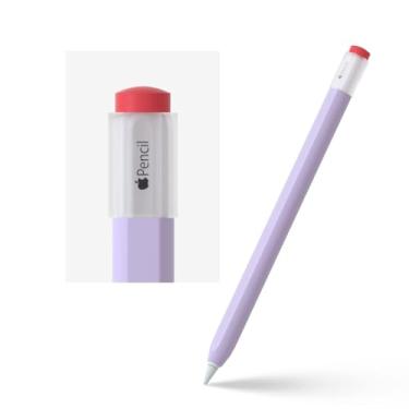 Imagem de ELETIUO Capa de silicone compatível com Apple Pencil 2ª geração, capa protetora com suporte e acessórios compatíveis com iPad Pro 11 de 12,9 polegadas, roxo