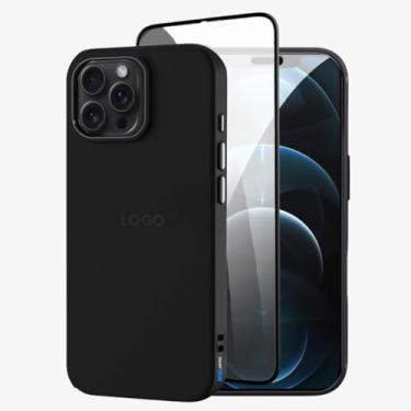 Imagem de Kit Capa Capinha Case Proteção Premium Preta Anti Impactos + Película de Privacidade (iPhone 12 Pro Max)