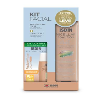 Imagem de Kit Protetor Solar Isdin Fusion Water Color Média FPS50 50ml + Isdin Solução Micelar 400ml