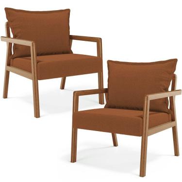 Imagem de Kit 02 Poltronas Decorativa Para Sala de Estar Alícia B04 Bouclê Terracota - Lyam Decor