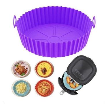 Imagem de Cesto Forma Silicone Airfryer 20Cm Antiaderente - Roxo