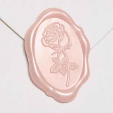 Imagem de Adesivos UNIQOOO Wax Seal, ovais, 50 unidades, rosa pérola