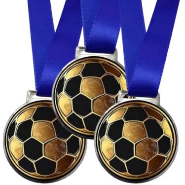 Imagem de Kit 25 Medalhas Para Futebol Premiação de Campeão 50mm Com Fita Azul