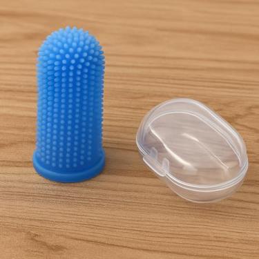 Imagem de Escova de Dente Dedeira em Silicone para Cães e Gatos com Estojo, Higiene Bucal
