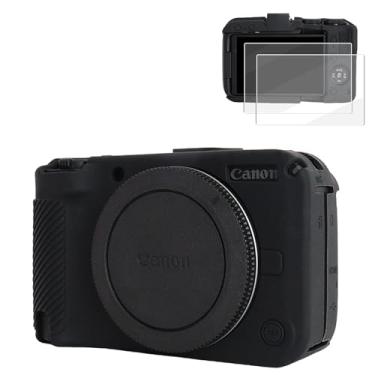 Imagem de VOVMOEYA Capa de silicone para câmera digital Canon EOS R50 v com 2 peças de protetor de tela temperado de 0,25 mm e capa protetora Canon eos r50v