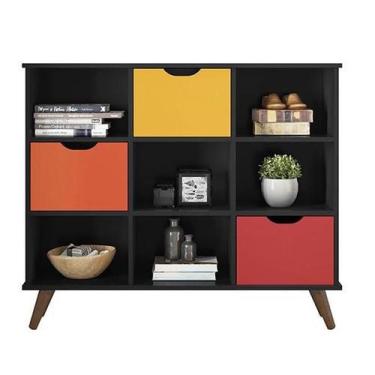 Imagem de Nicho Organizador Retro Preto com 3 Gavetas Coloridas - Qmovi