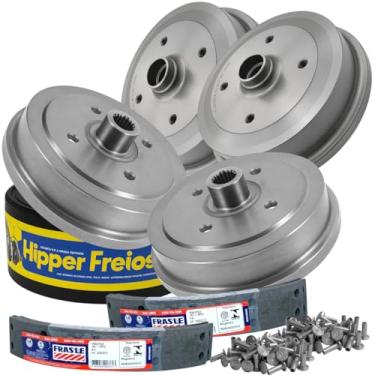 Imagem de Kit 4 Tambores de Freio HF60 HF04 + Lonas VW/262 com Rebites Compatível com Fusca 1300 1500 1600-4x130 Completo