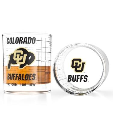Imagem de Conjunto de copos de uísque da Universidade do Colorado (2 copos de bola baixa) - contém logotipo colorido do Colorado Buffaloes e mapa do campus - ideia de presente para graduados e ex-alunos da Universidade do Colorado College - copos