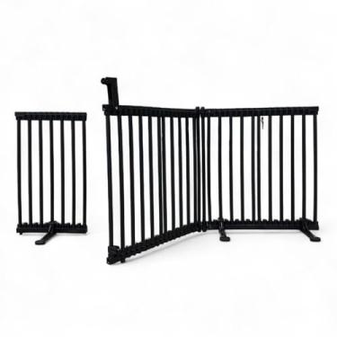 Imagem de Cercado Jardim e Piscina Modular 2,92m com Portão 5cm espaçamento entre as grades Altura 60cm 80cm 100cm Cores Preto ou Branco Extensível Seguro para Crianças e Pets