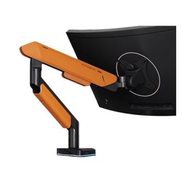 Imagem de Suporte de monitor único braço de montagem para monitor, suporta telas de 17-42 polegadas e 15 kg, suporte de mola a gás ajustável com 31 modos de iluminação RGB e porta USB, braçadeira C e braço de