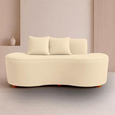 Imagem de Sofá Orgânico 2 Lugares Curvo Feijão Design Escultural Bouclé Premium 