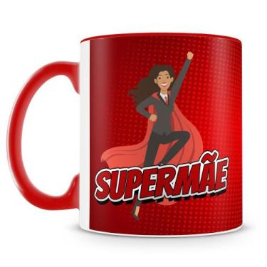 Imagem de Caneca Super Mãe Personalizada em Porcelana com Estampa Colorida - Amo