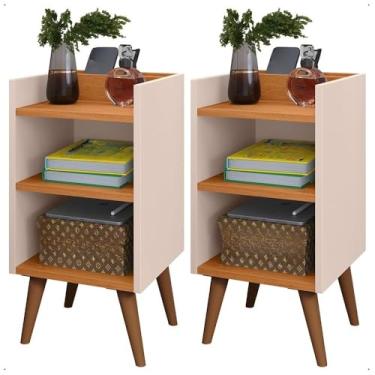 Imagem de Kit 2 quarto mesinha de cabeceira quadro de cama de charme vintage mesa pequena(KIT MAX OFF WHITE