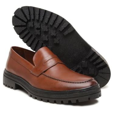 Imagem de Mocassim Masculino Turunelli Alaska em Couro Legítimo – Cor Café e Preto, Palmilha em Gel, Solado Dentado, Costura Artesanal e Design Casual Elegante - 37-44 (Whisky, BR, Adulto, Numérico, 44)