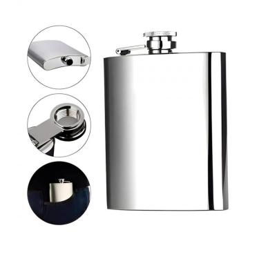 Imagem de Cantil de Bolso Aço Inox Porta Bebida Resistente 240ml