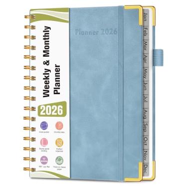Imagem de Agenda A5 espiral 2026, janeiro de 2026 a janeiro de 2026, agenda diária de 12 meses, 14,6 cm x 21,3 cm, agenda semanal e mensal, livro de calendário de capa dura, material escolar para trabalho