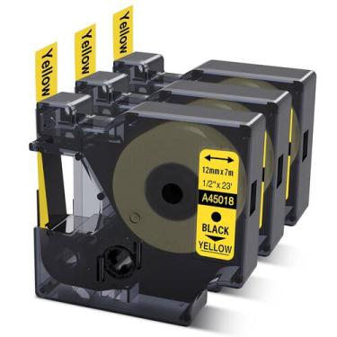 Imagem de Fita de etiqueta DYMO D1 compatível com COLORWING preta sobre amarelo