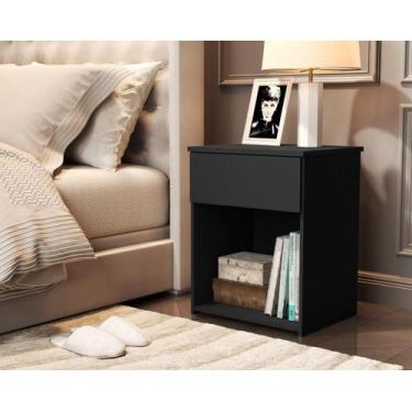 Imagem de Mesa de Cabeceira Com Uma Gaveta Retro Jasmim - Casa decorada, Preto