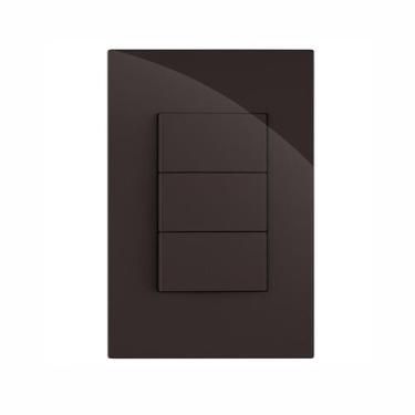 Imagem de Cj interruptor triplo paralelo recta chocolate gloss brilhante - BLUX