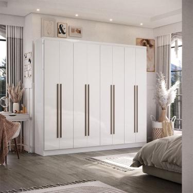 Imagem de Guarda-Roupa Casal Gigante 8 Portas 2 Gavetas 2,40m com 13 Prateleiras Organizadoras Closet