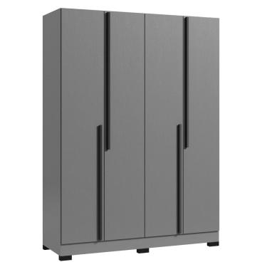 Imagem de Guarda-Roupa Casal 4 Portas 2 Gavetas com Corredicas Telescopicas Design Moderno Cores Off White / Grafite