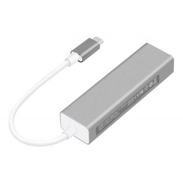 Imagem de Adaptador HUB USB Tipo C Para 3 Entradas USB 3.0+ RJ45