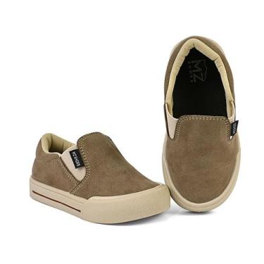 Imagem de Tênis Slip On Infantil Menino Iate Calce Fácil Casual Taupe Mzkid, Tau