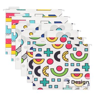 Imagem de Y YOMA Pacote com 6 pastas de arquivo decorativas tamanho carta tabuleiro de damas organizador de pastas de arquivo bonito para armário de arquivo, escritório, casa, com abas ajustáveis de corte 1/5,