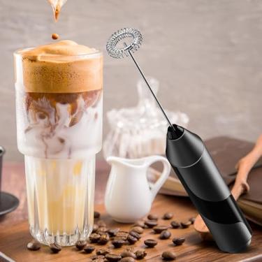 Imagem de Espumador de leite portátil, máquina de espuma elétrica com batedor de aço inoxidável, espumante rápido de 15s, misturador silencioso para café, matcha, chocolate quente, lavável na lava-louças, sem