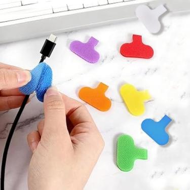 Imagem de Pacote com 40 etiquetas de cabo, etiquetas reutilizáveis, marcadores de cabo, tiras de identificação de fio para organização de escritório em casa (multicoloridas)