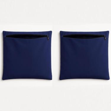 Imagem de Kit 2 Capa de Almofada 42cm Decorativa Suede Sofá Poltrona Cor:azul Marinho