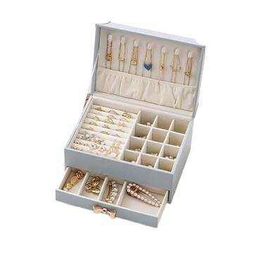 Imagem de Porta joias couro armazenamento 3 camadas de (AZUL/2029)