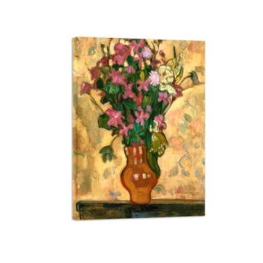 Imagem de Pôster e impressões em tela de flores vintage - reprodução de pintura de arte de parede famosa - vaso de flores roxas - imagens prontas para pendurar tela emoldurada de 90 x 125 cm 35 x 49 pol