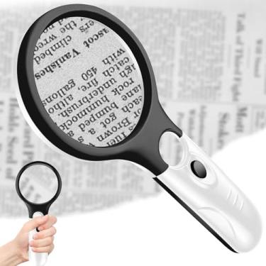 Imagem de Lupa com luz, 10x portátil grande 3LED frio, lupa iluminada para idosos, leitura, inspeção, joias, exploração e moedas