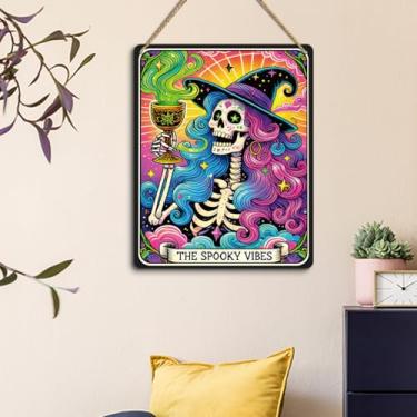 Imagem de Linda decoração de Halloween - arte de parede assombrada para ambiente doméstico místico, placa encantadora com imagens enigmáticas, ideal para escritório, sala de estar ou quarto, decorações de