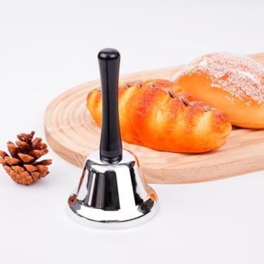 Imagem de Sino de jantar clássico, aço inoxidável brilhante, resistente à corrosão, sino de mão para linha de alimentos, escola, jingles, tocando