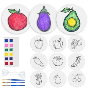 Imagem de Kit de pintura mágica inchada de frutas, 12 peças, kit de pintura de espuma de pipoca 3D, esponja de lona mágica, papel de textura de espuma, conjunto de arte DIY para desenho de bolhas e suprimentos