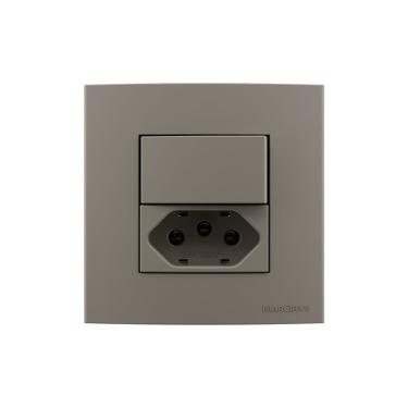 Imagem de Placa Para Móveis 80x80 Com Interruptor Paralelo 10a E Tomada 2p+t 20a Margirius Sleek Colors Argila Argila