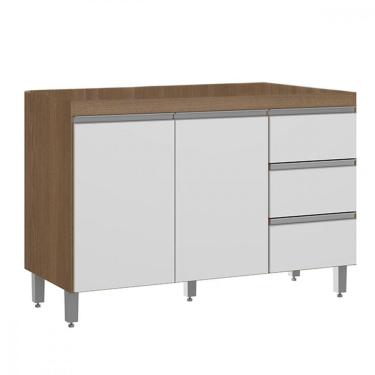 Imagem de Balcão Para Pia Cozinha 2pts 3gav 120x52cm Mdp Menu Móveis Avelã Branco