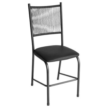 Imagem de Cadeira Lugo Em Aço E Fibra Estofada Para Cozinha Ou Jantar Preto