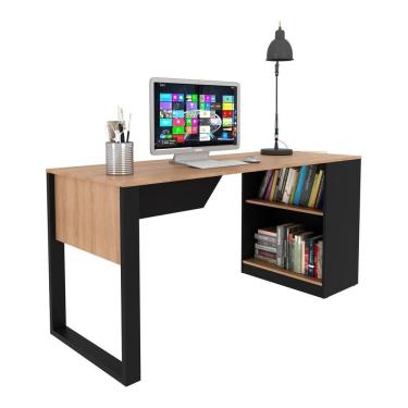 Imagem de Mesa Para Escritório Com Armário 160cm Multimóveis Cr25264 Amêndoa-preto Amêndoa-preto