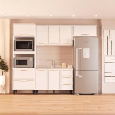 Imagem de Cozinha Modulada 4 Peças sem Pia Amara Politorno Móveis, Branco