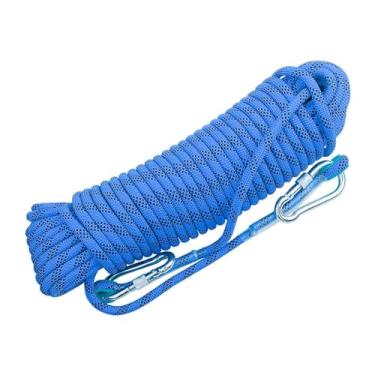 Imagem de Corda De Escalada Bluoa 12mm 49ft 82ft 115ft 148ft 295ft Cordas De Segurança Estáticas Ao Ar Livre Com Mosquetão Arist Tree Climbig Rescue Grapplig Lifelie Escape Absei, Blue, 12mm x 45m